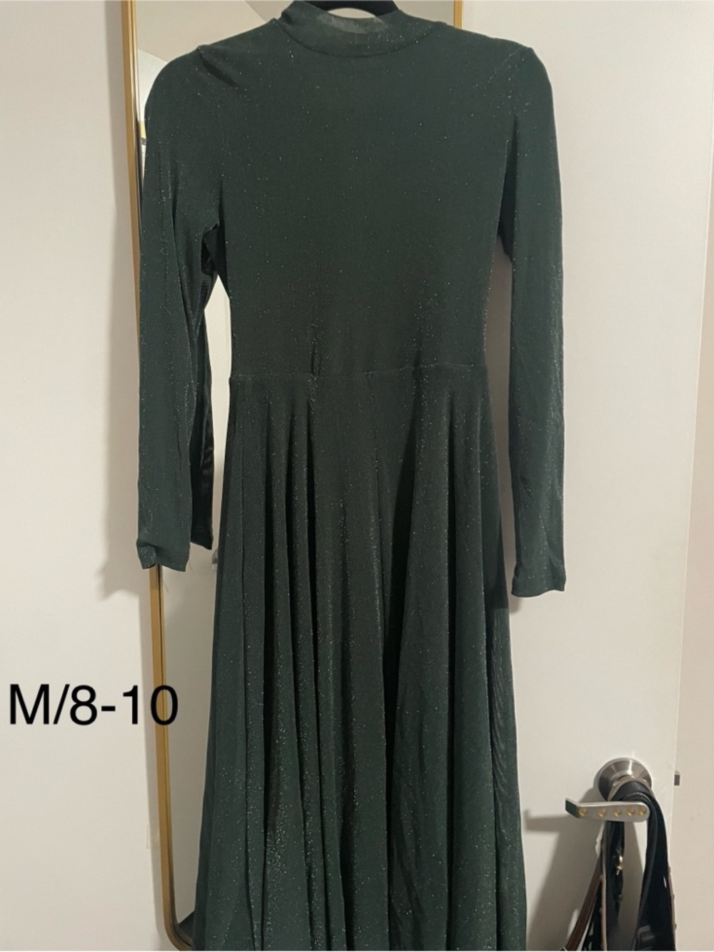 SHEIN Dark Green Long Sleeve Sparkle Maxi Dress